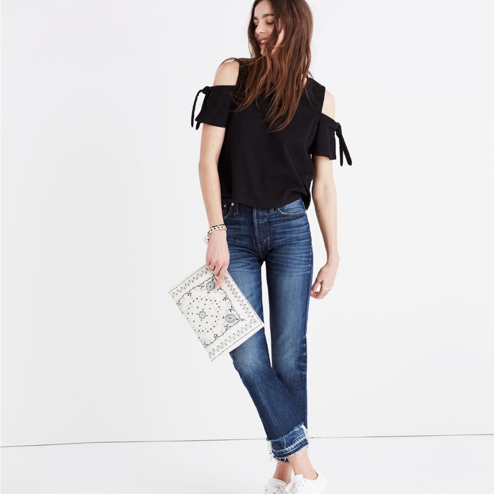 Madewell Skylark Cold Shoulder Top with Bow Sleeves